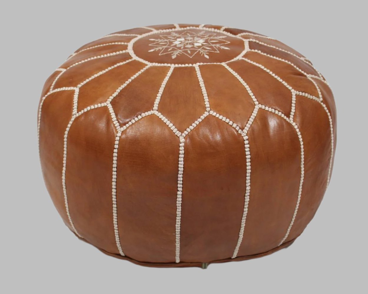 MOROCCAN POUF LUXURY HANDMADE GENUINE LEATHER TAN
