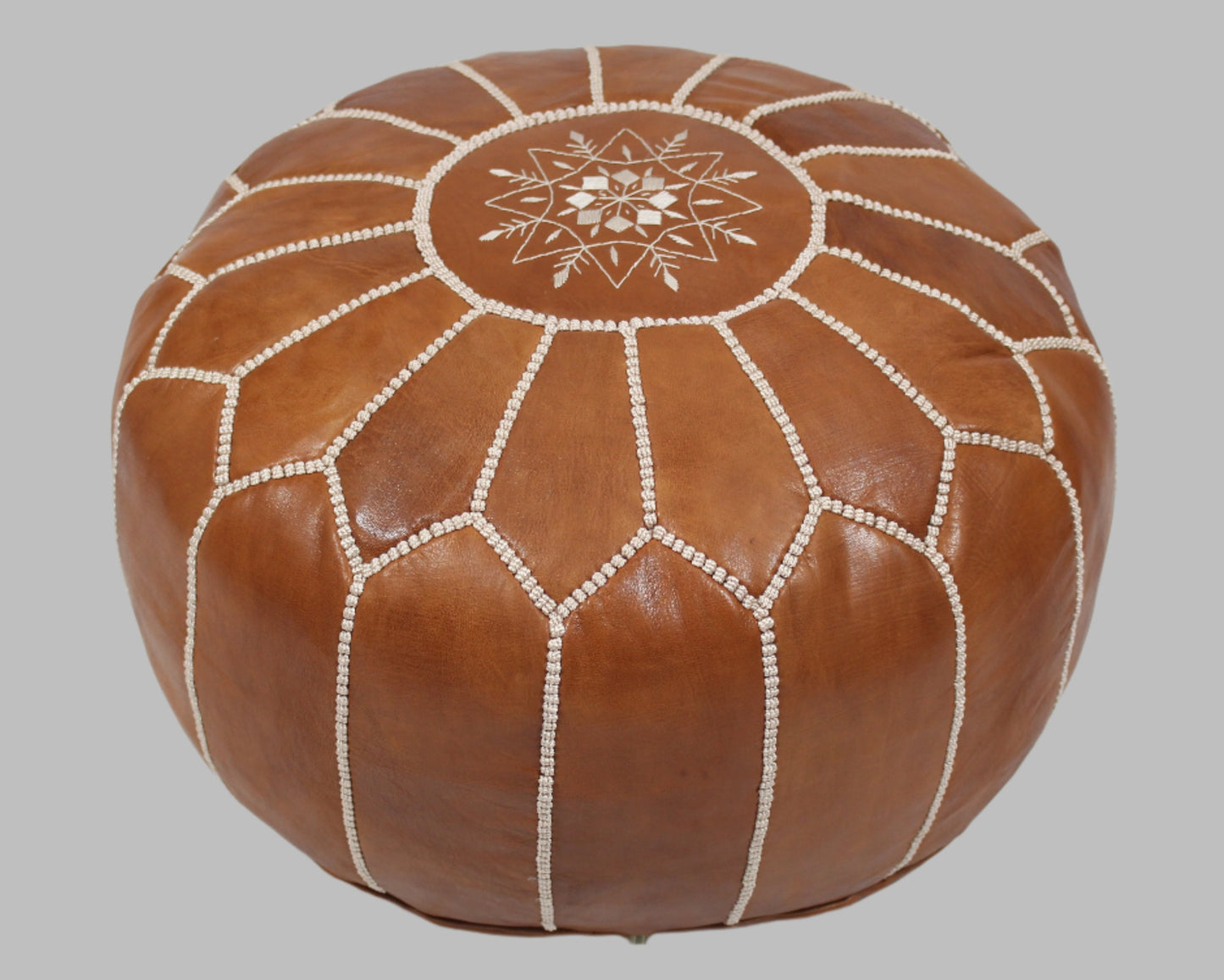 MOROCCAN POUF LUXURY HANDMADE GENUINE LEATHER TAN