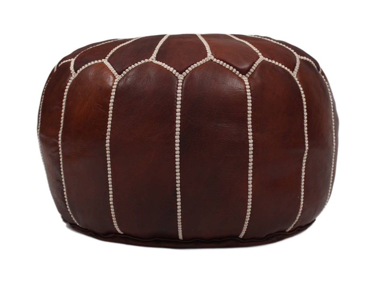 MOROCCAN POUF LUXURY HANDMADE GENUINE LEATHER DARK BROWN
